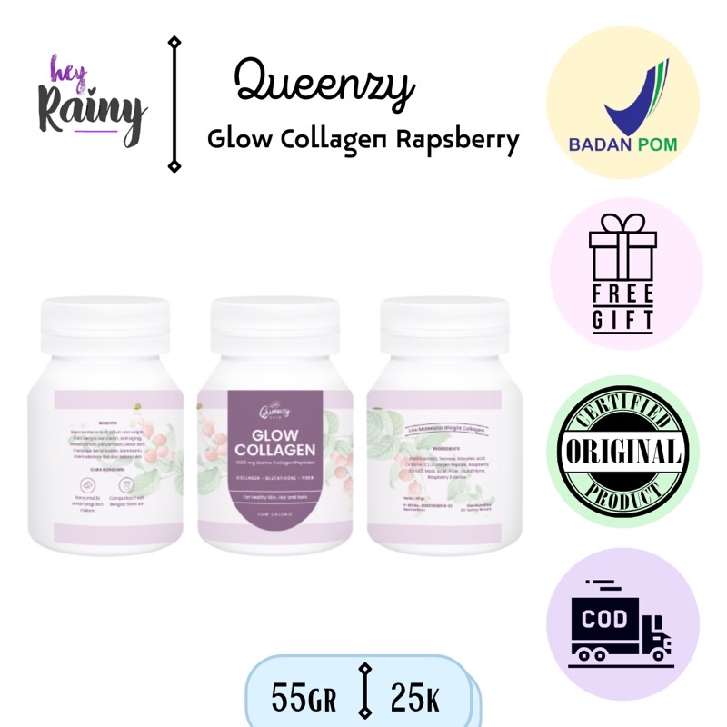 

(SIAP KIRIM & FREE GELAS) Glow Collagen Rapsberry by Queenzyskin BPOM