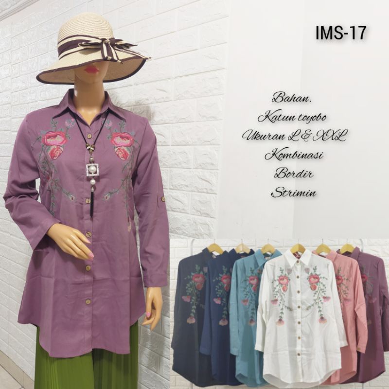 TUNIK BORDIR WANITA FASHION TERBARU PAKAIAN WANITA JUMBO BIG SIZE KATUN TOYOBO BORDIR BUNGA PAKAIAN 