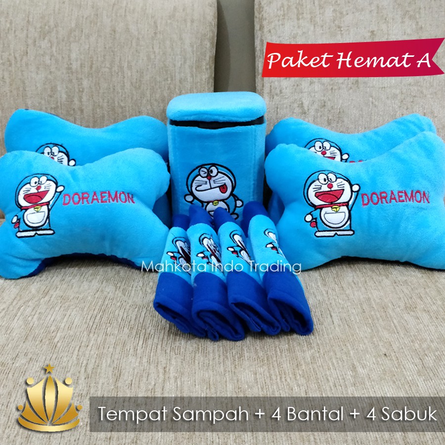 BANTAL MOBIL DORAEMON / TEMPAT SAMPAH DORAEMON / AKSESORIS MOBIL DORAEMON PAKET HEMAT