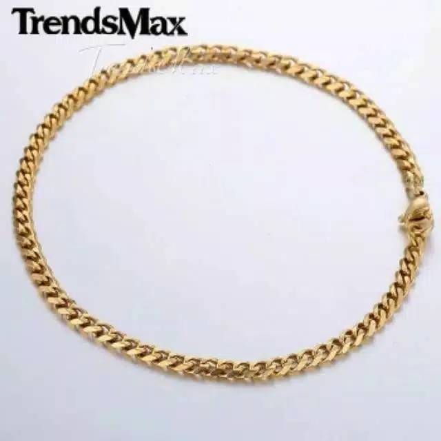 Gelang Rantai Gold Kecil Titanium Gold Emas Pria Wanita