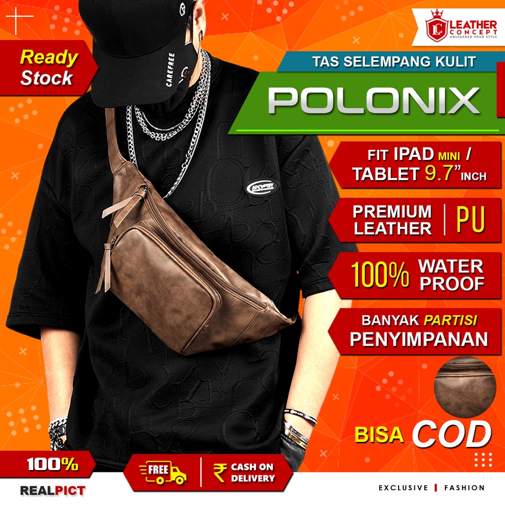 Tas Selempang Kulit Pria Tas Pria Tas Kulit Pria Wais Bag Pria POLONIX