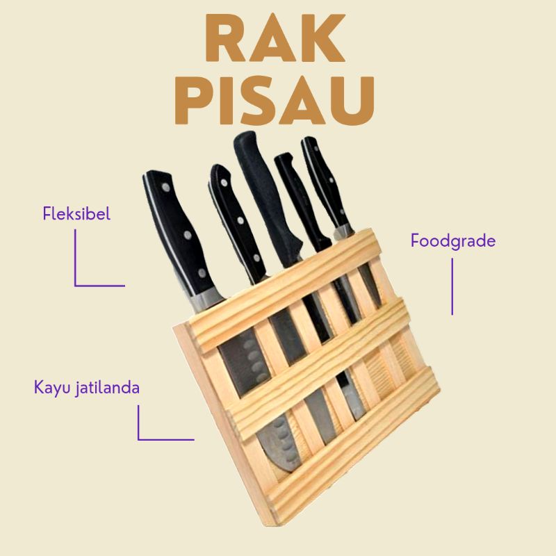 Rak pisau/Tempat pisau bahan kayu/Rak Pisau Dinding Murah
