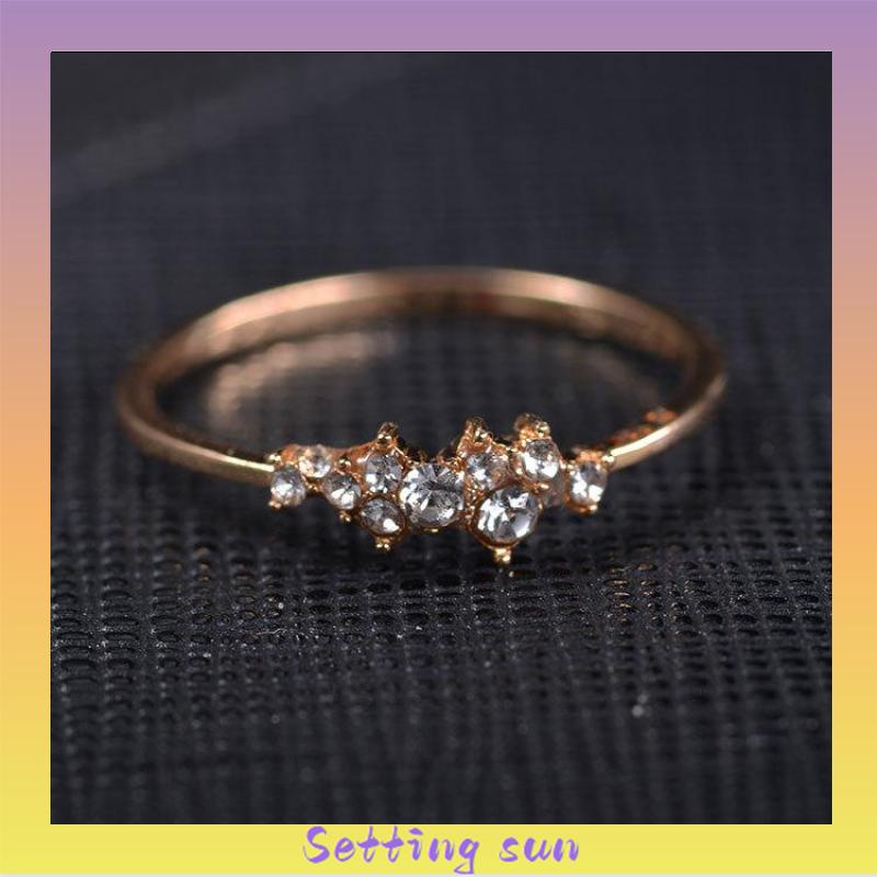 COD✨Cincin Emas Wanita Korea perak 925 Hias Kristal Zircon 3 Lapis Emas 18K Untuk Wanita TN