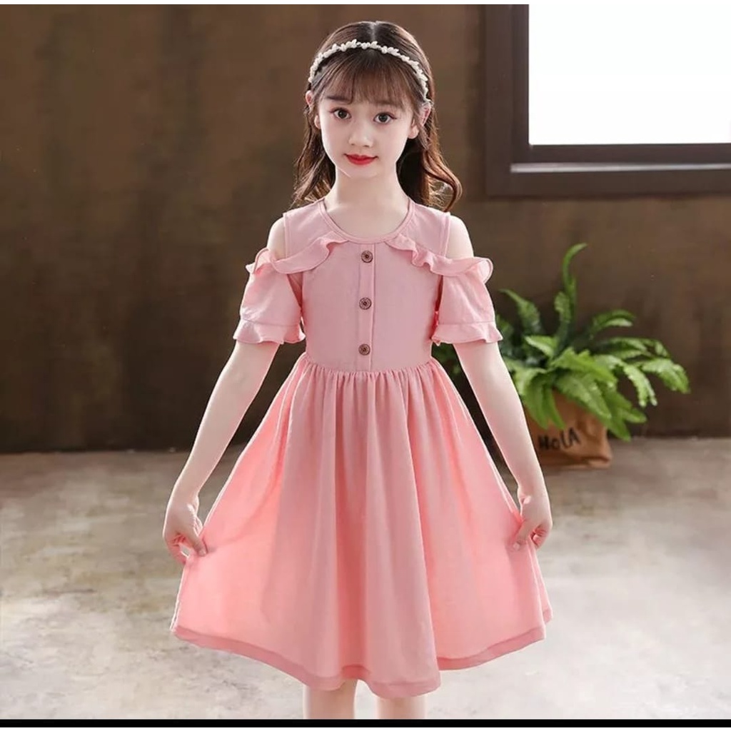 INV - DRESS KIDS SHOPIA / PINK / MERAH / TERBARU / ANGGUN / TERPOPULER