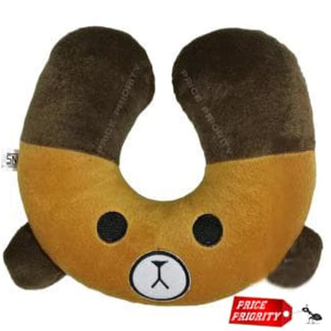 BERKUALITAS Bantal Brown Cony LINE Travel U / Bantal Mobil Travel Brown Cony -OTOGEAR
