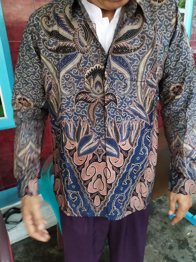 Kemeja Batik Pria Lengan Panajang Size M L Xl Xxl Bswart Batik Hrb026 Kenongo Hem Panjang Padi