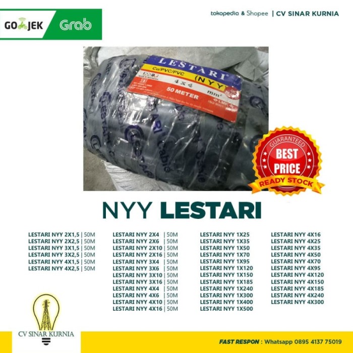 Kabel Listrik NYY 4x4 mm 4x4 LESTARI| LESTARI Kabel NYY| 50M Asli Promo