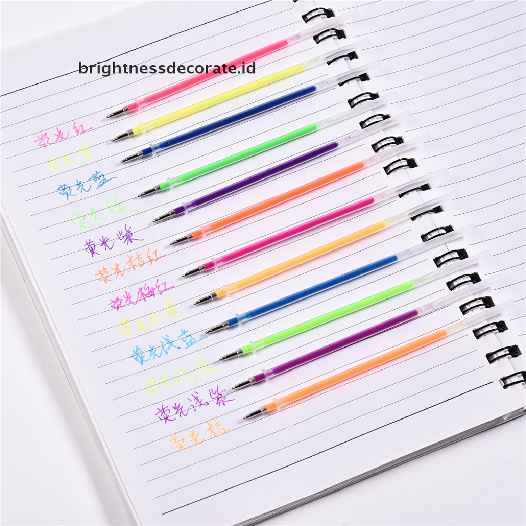 48pcs / Set Pena Tinta Gel Isi Ulang Warna-Warni Neon