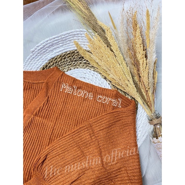 CARDIGAN RAJUT MALONE Wanita Knit Kardigan-MALONE CORAL