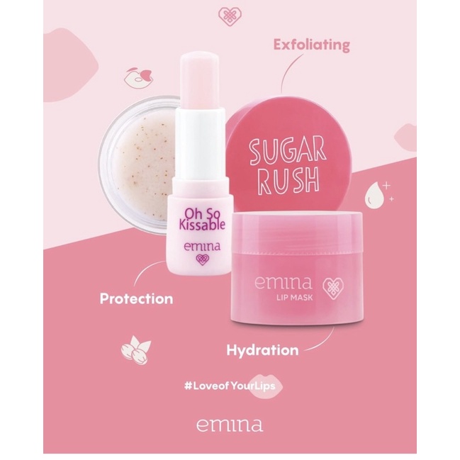 Emina Sugar Rush Lip Scrub  / scrub bibir emina, EMINA Lip Mask/ Masker Bibir Emina