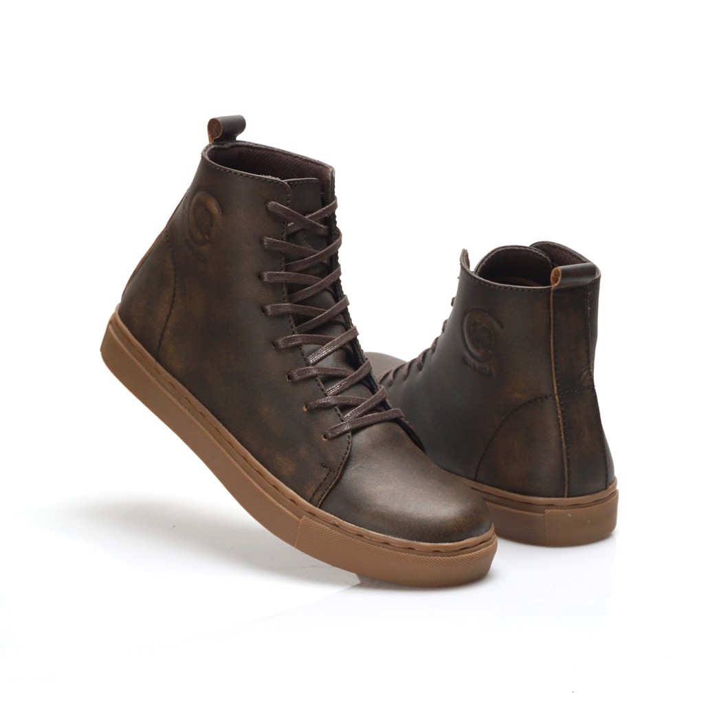 MAGNUS CAMEL (Kulit Asli) - Sepatu Boots Pria Kasual Kulit Klasik Vintage Sporty Casual Cowok - Boot Kulit