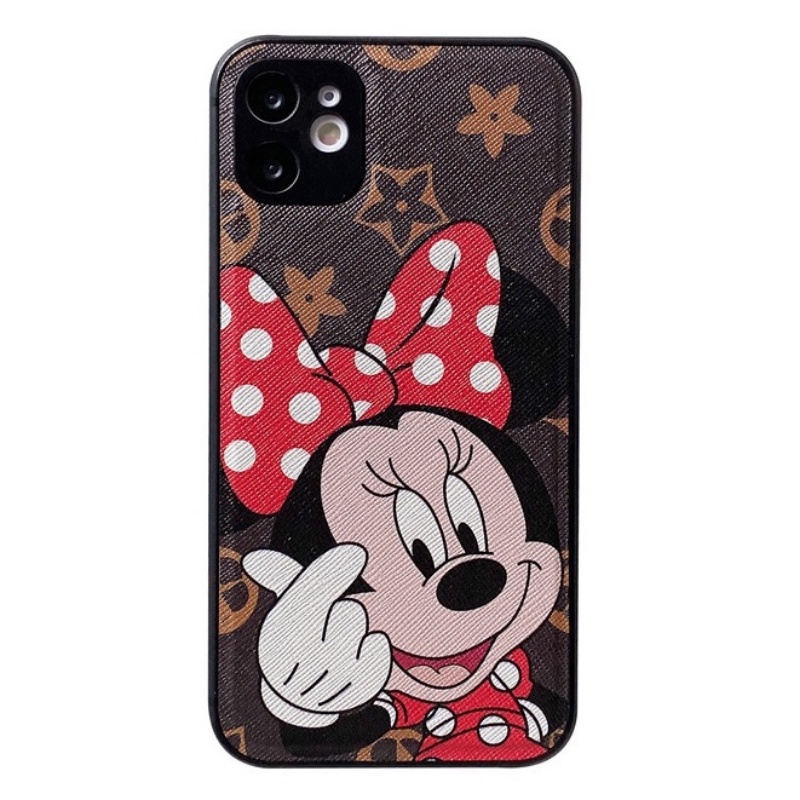 Disney Case Motif Mickey Minnie Mouse Bahan Kulit Untuk iPhone 14 13 12 11 Pro X XS Max XR 7 8 Plus