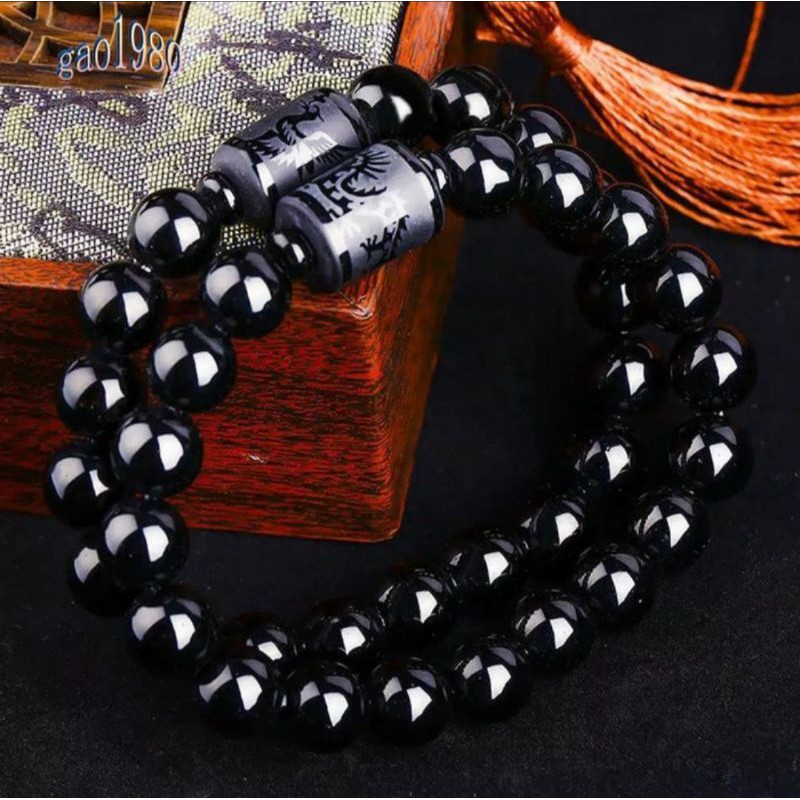 gelang giok black Jade asli China import