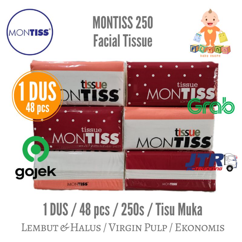 1 DUS isi 48 pcs Montiss Facial Tissue 250 s / Tisu Muka Montiss 250 lembar