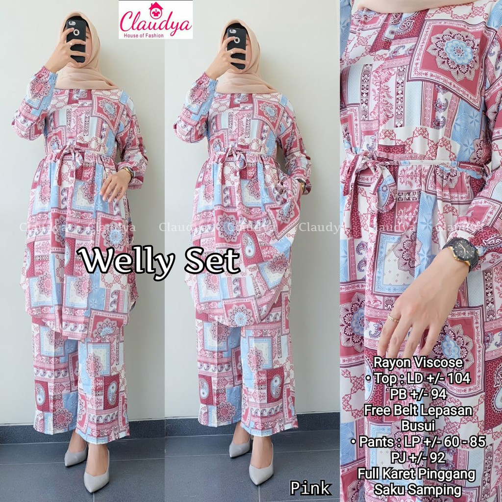 Welly 03 8 Set atasan  bawahan setelan wanita  baju  