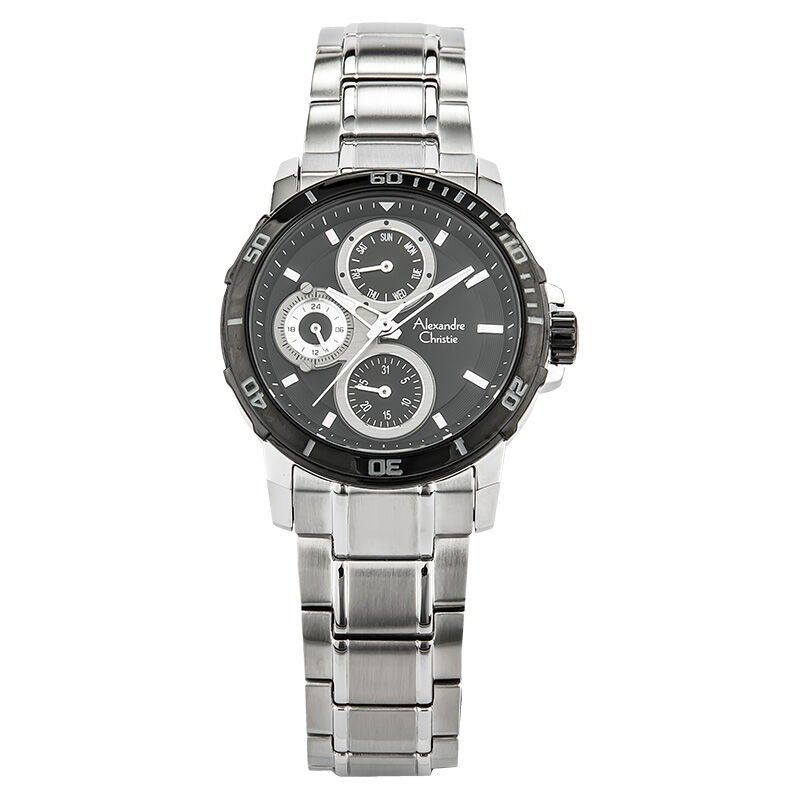 ALEXANDRE CHRISTIE AC6473 AC 6473 SILVER BLACK JAM TANGAN WANITA ORIGINAL