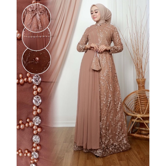 GAMIS BRUKAT HARUMA MODEL TERBARU DRES GEMES KONDANGAN GAMIS TILE MUTIARA GAMIS MAXI TILE DOTY