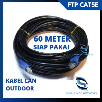 60 METER  KABEL LAN FTP CAT5E OUTDOOR BLACK [crimping rj45 besi+plugbooth]