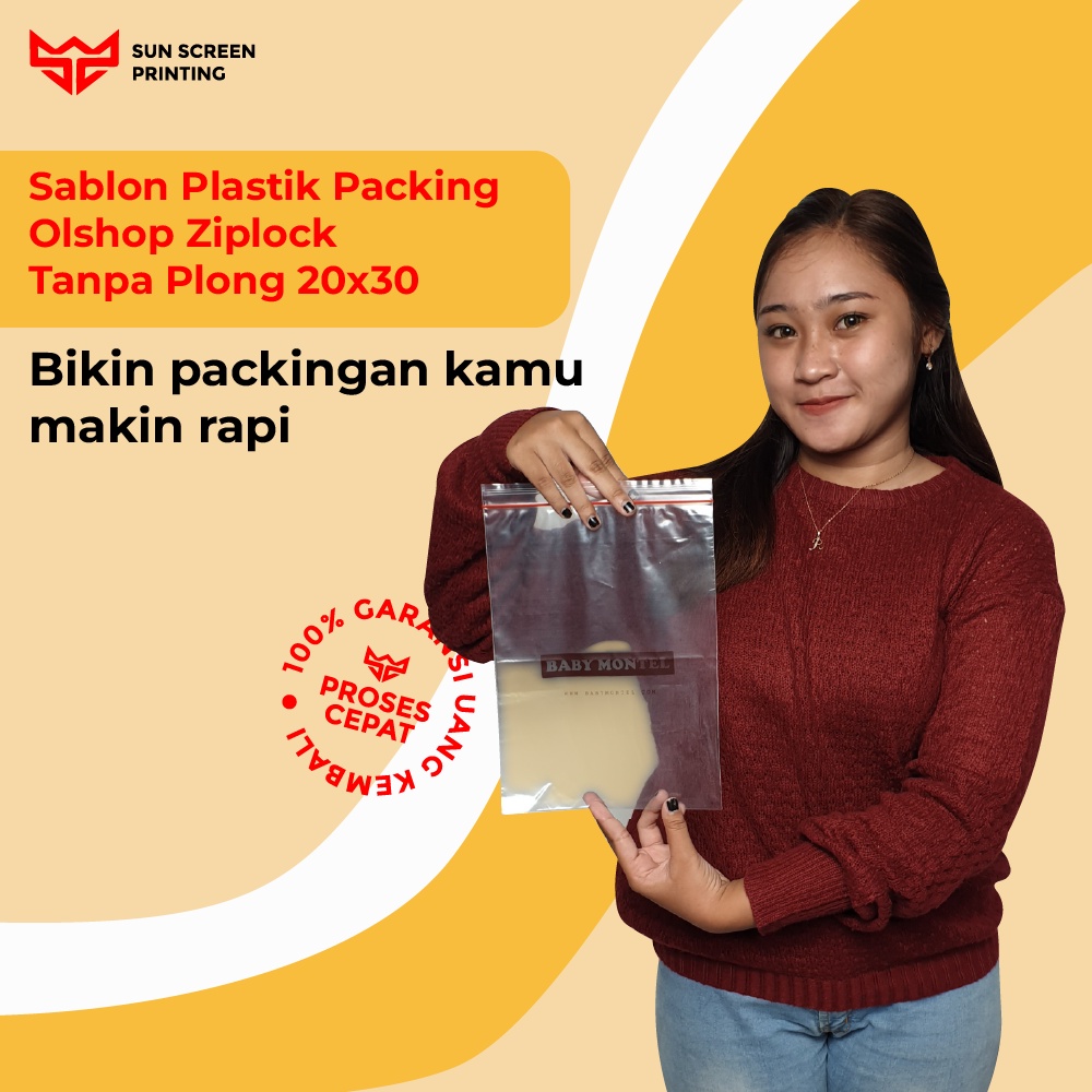 Sablon Plastik Packing Olshop Ziplock Tanpa Plong 20x30 Free Design