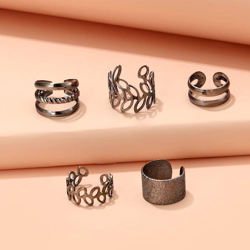 REBUY Rebuy Earring Set Berongga Fashion Perhiasan Hadiah Multi-layer Gadis Tanpa Tindik Gaya Korea Earrings