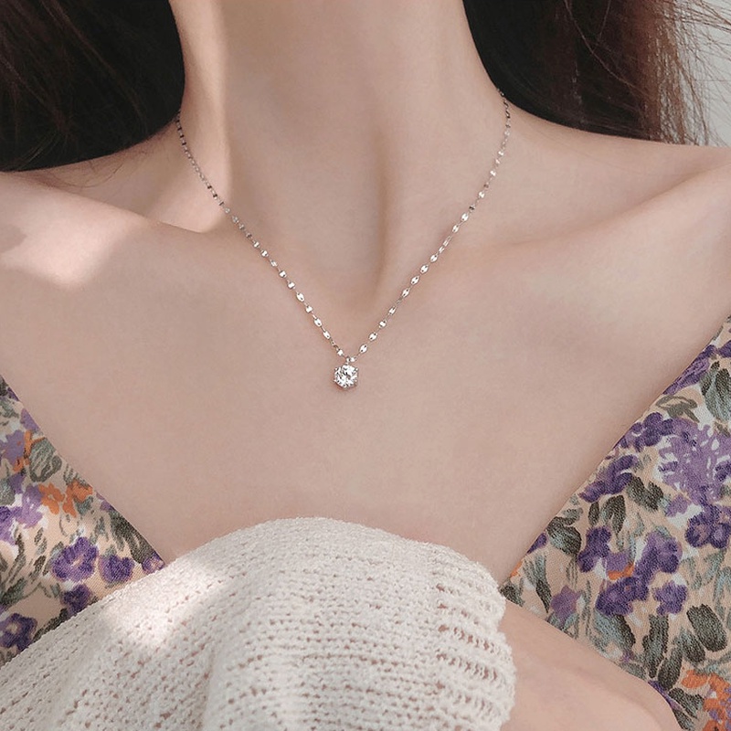 Papaozhu Vintage Emas Bersinar Kristal Liontin Kalung Untuk Wanita Gadis Chic Berkilauan Zirkon Tulang Selangka Rantai Kalung Perhiasan Hadiah