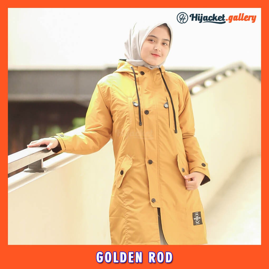 Hijacket Original Ixora Hijaket Jaket Jacket Wanita Muslimah Jaket Parka Parasut Cewek Jumbo Murah Terbaru Jaket Hijaber-GOLDEN ROD