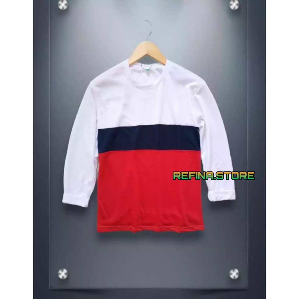 Kaos Distro Reglan Kombinasi Lengan Panjang Pria Wanita