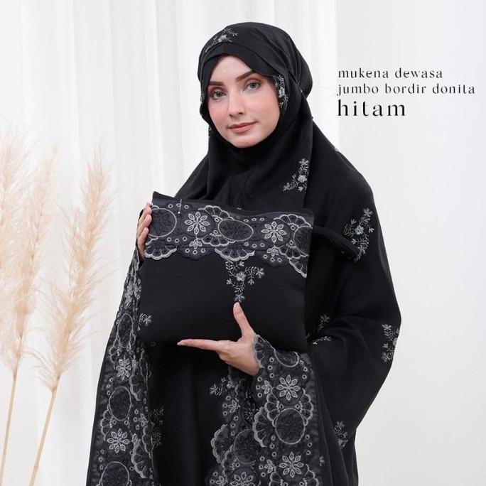 Mukena Dewasa Bordir Donita Hitam