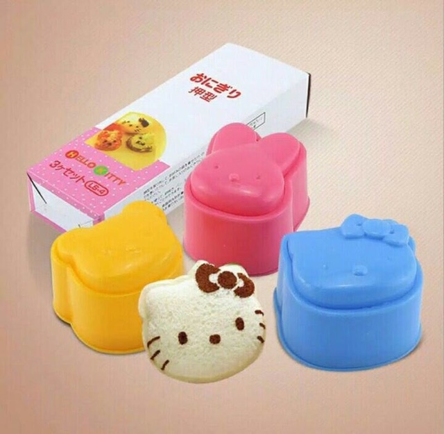 Cetakan nasi bento karakter 1 set isi 3 rice mold hellokitty