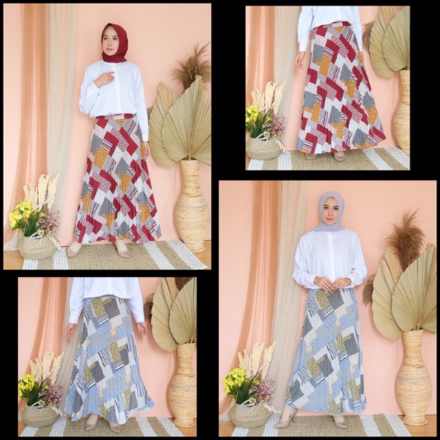 ROK HOMEY PLISKET MURAH  HYGET MOTIF BARU KOTAK BATIK ABG MUSLIMAH KARET SALE MOTIF FASHION HIJAB