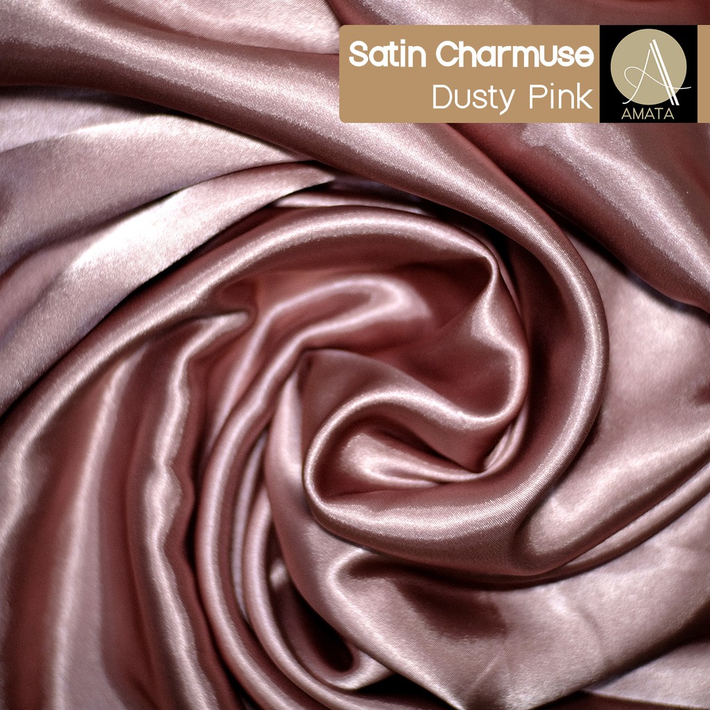 1/2 meter Kain Satin Charmuse / Sateen Silk Premium Dusty Pink Amata