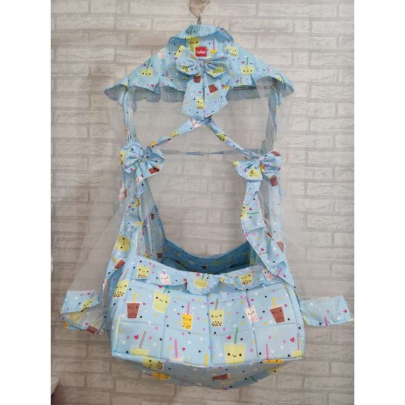 Ayunan Bayi Karakter 3in1 Kelambu Pita-Gelas biru pita