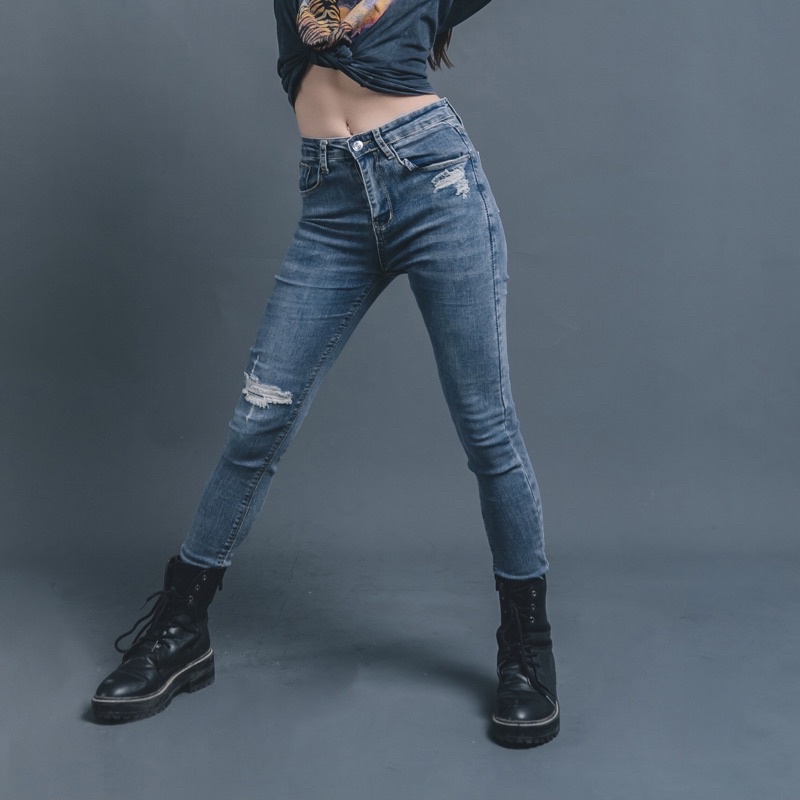 VIERLIN - Jeans 9125 - HIGH WAIST SKINNY RIPPED SOBEK MELAR STRECHT