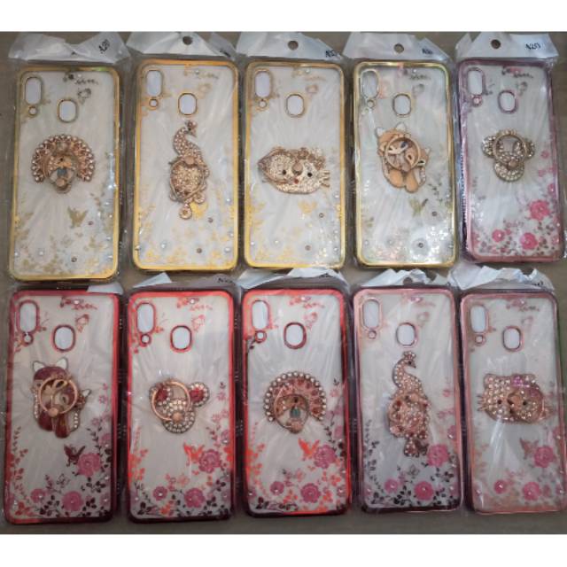 SAMSUNG A20 /A30 Softcase Flowers +Ring swarosky