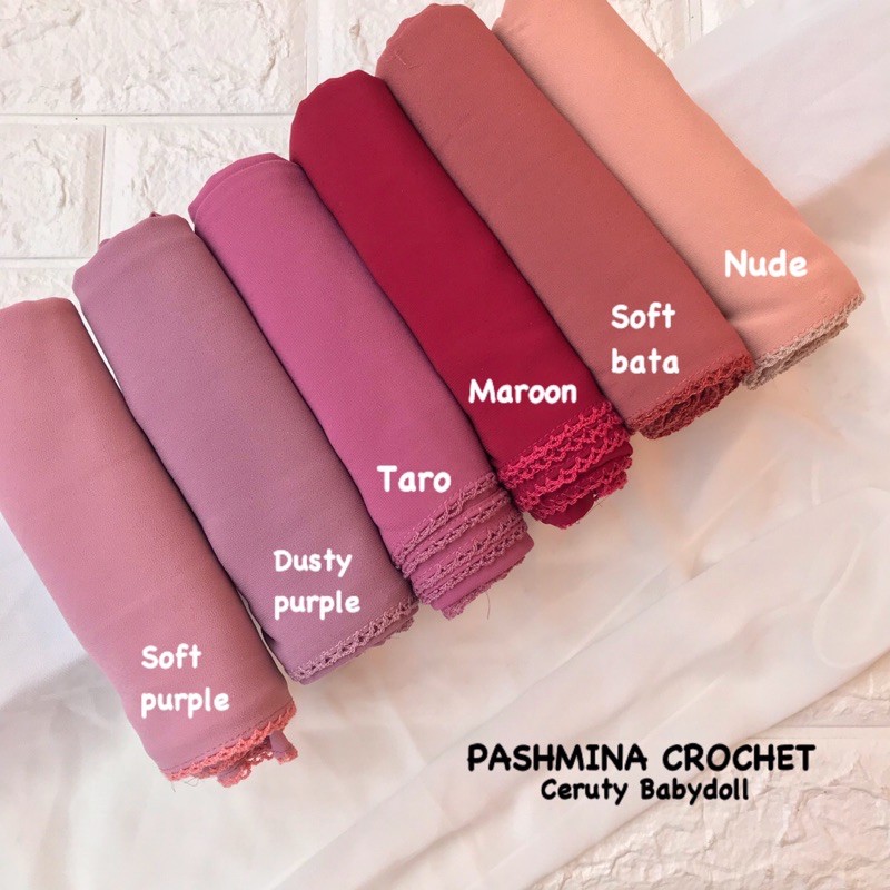 PASHMINA CERUTY CROCHET / PASHMINA EMBRODIERY / HIJAB JILBAB PASMINA SULAM