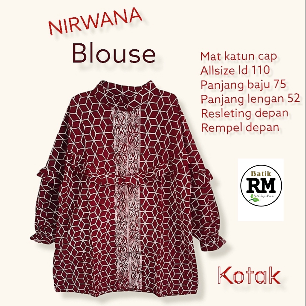 Nirwana  blouse batik solo atasan kerja blus wanita kantor