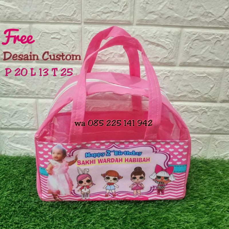 Tas Souvenir Ulang Tahun Goodie Bag Ultah Custom model Busur Printing Full Color-4