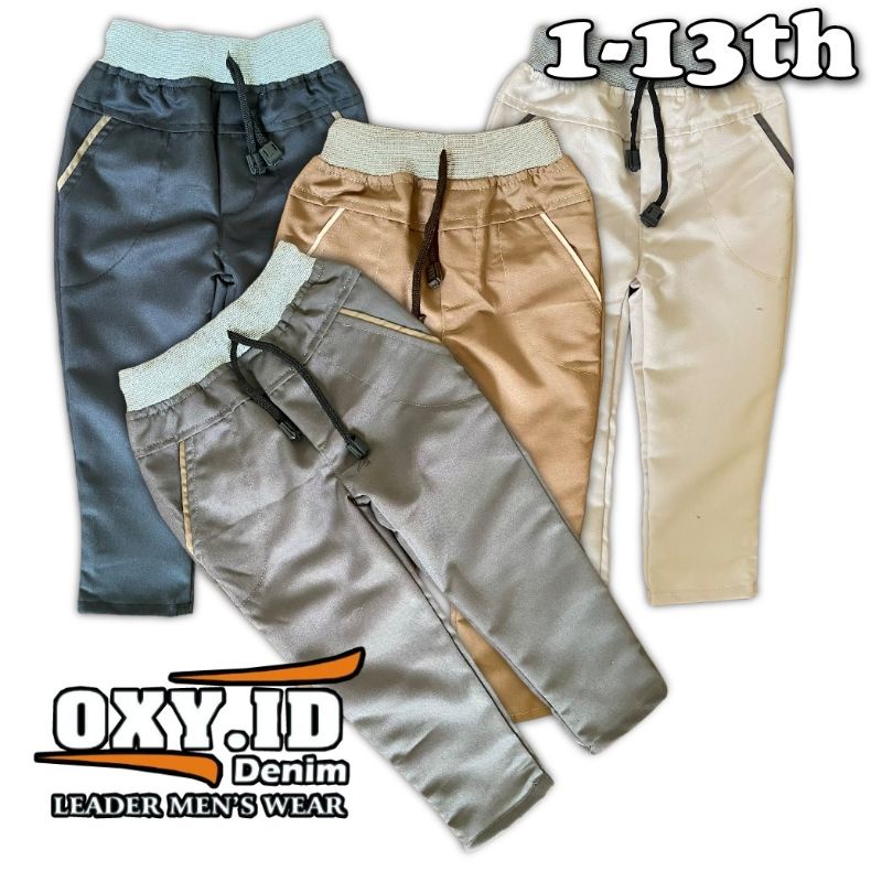 Celana Chino anak Chino Joger Anak Rib pingang kolor unisex usia 1-13 tahun