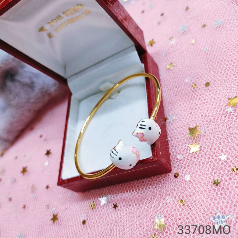 Gelang Bangle Anak Titanium Hello Kitty Lapis Emas Jewelry 708MO