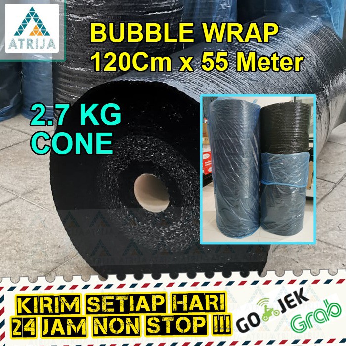 

BUBBLE WRAP HITAM 120 CM x 55 METER - 2.7 KG PLASTIK PACKING - CONE