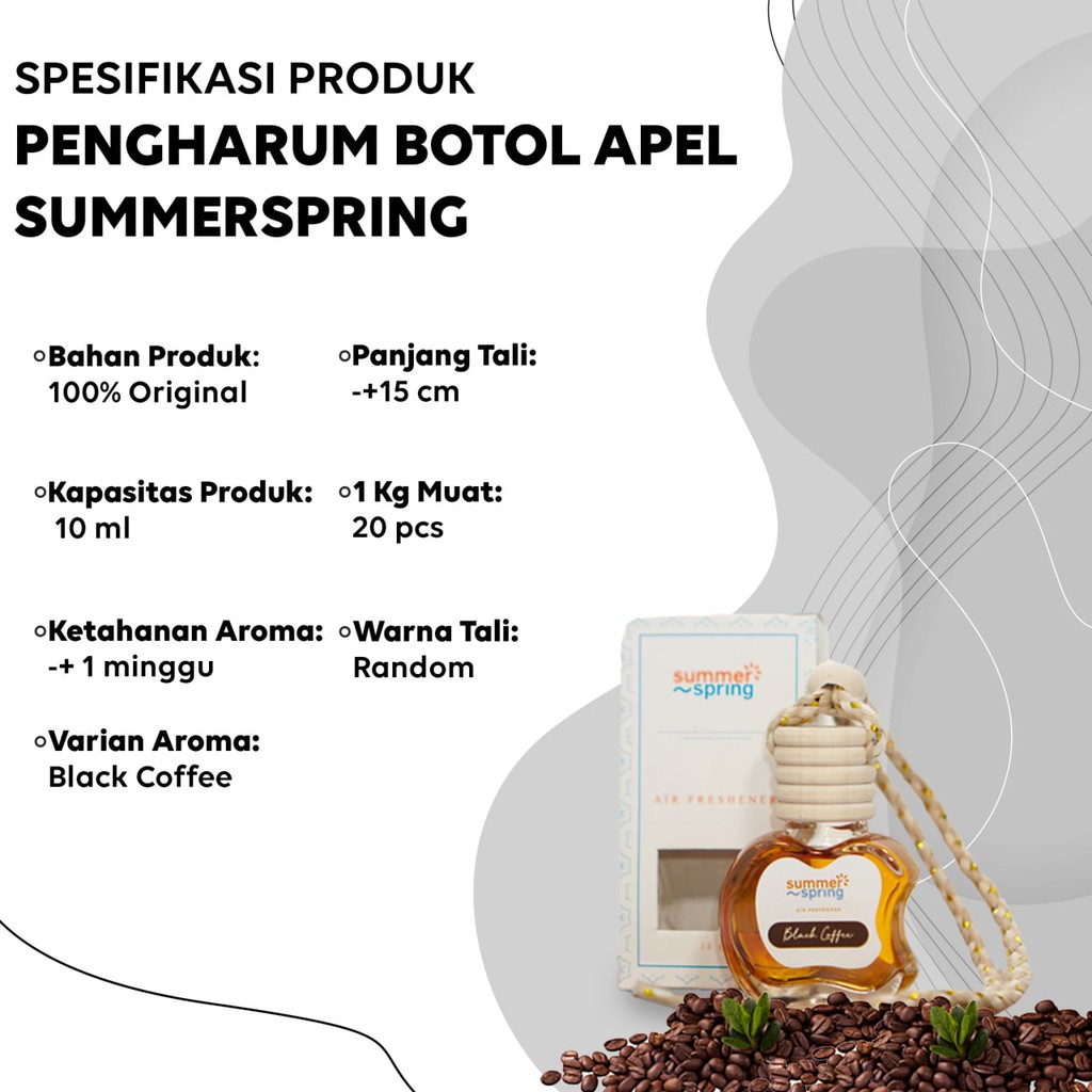 Pengharum Ruangan / Mobil Summerspring apel aroma black coffe 10 ml