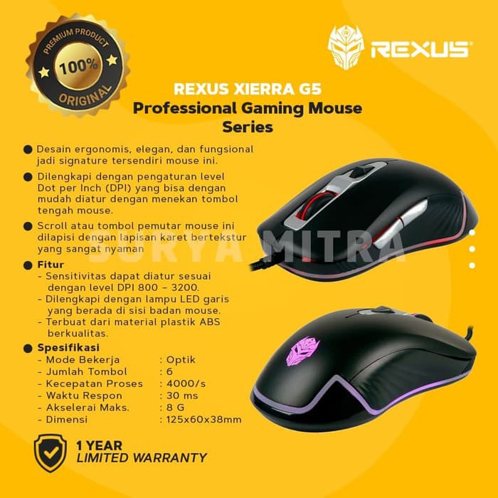 Mouse Gaming Rexus Xierra 3D G5 Wired USB