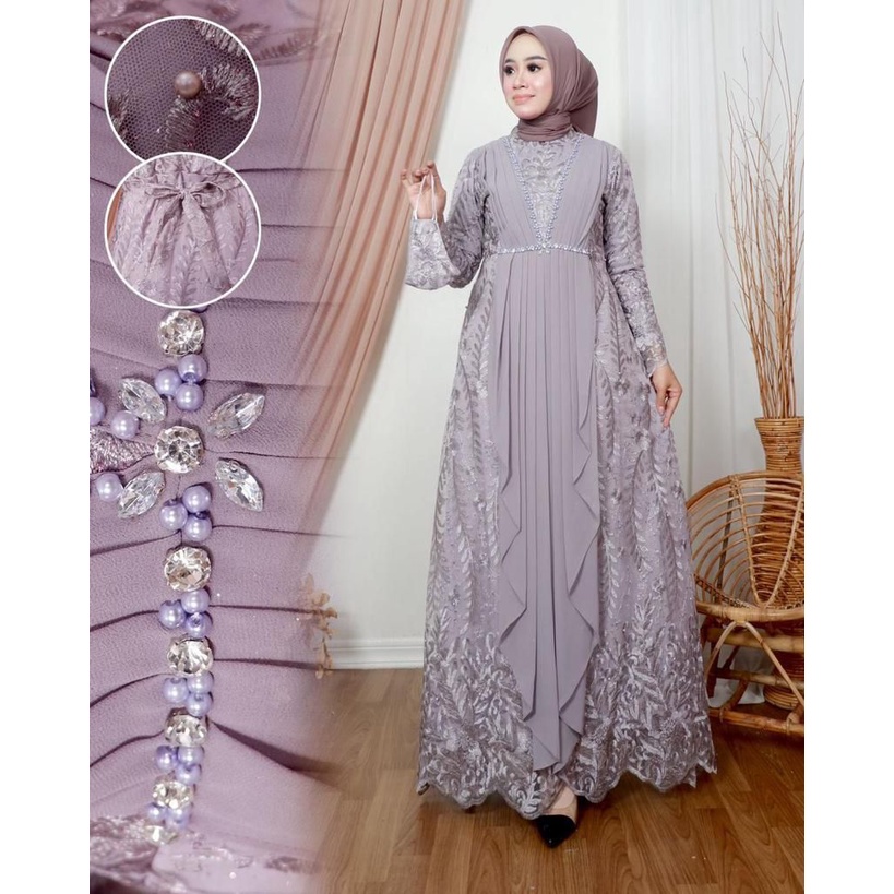 Gamis Slendang Payet Premium || Gamis Kombinasi Tille Cerutty Baby Doll || Gamis Wisuda Remaja Modern || Gamis Seragam Pesta Kekinian || [COD] Bayar di Tempat || Dress Kondangan Gamis Pesta Terbaru