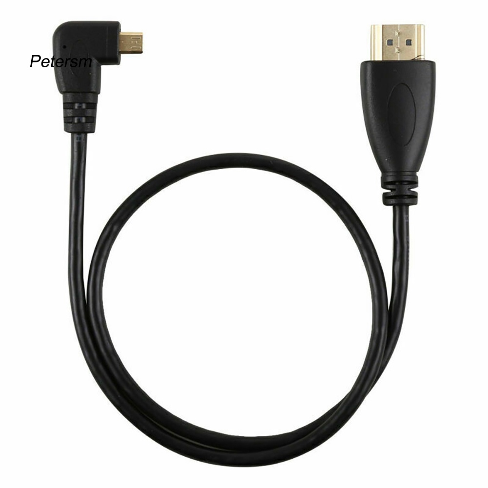 Kabel Micro Hdmi Tipe D Male Sudut Kiri 90 Derajat Ke Hdmi 1.4 Male 1080p Untuk Hdtv