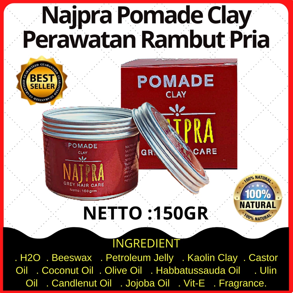 Najpra Minyak Rambut Clay Pomade Natural Hair Styling Rambut Pria Barbershop Mudah di Tata Tidak Len