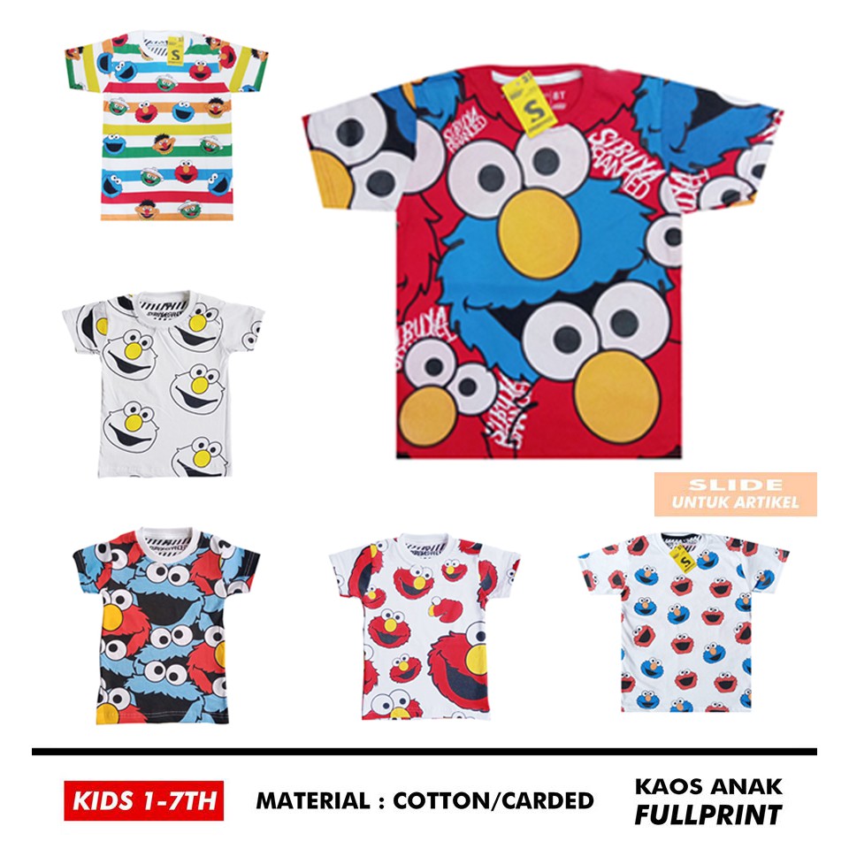 KAOS ANAK  FULLPRINT ELMO KAOS DISTRO ANAK  PREMIUM 