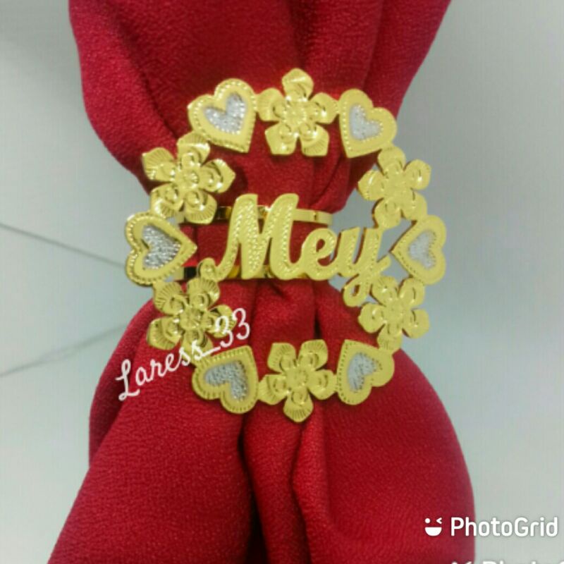 Bros Ring, Bros cincin nama lapis emas kombinasi,Bros lapis emas, Bros nama