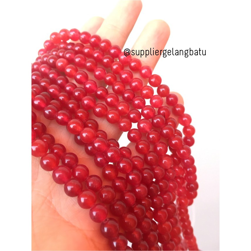 bahan gelang kalung batu 6mm red agate doff bahan kreasi premium akik aksesoris fashion craft grosir