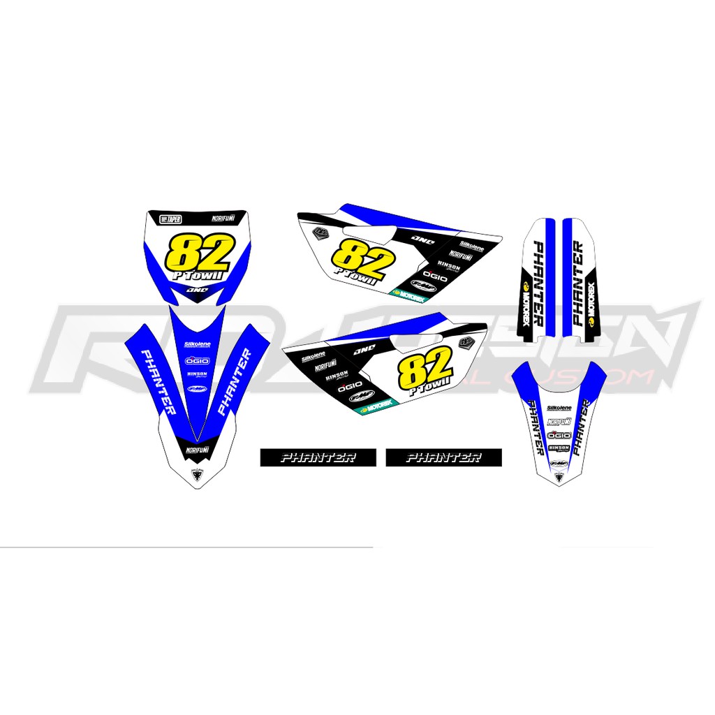 DECAL STICKER BEBEK STANDAR GTX YZ 85 NEW (010) DEKAL STIKER HITAM ABU MERAH KUNING HIJAU BIRU TUA M