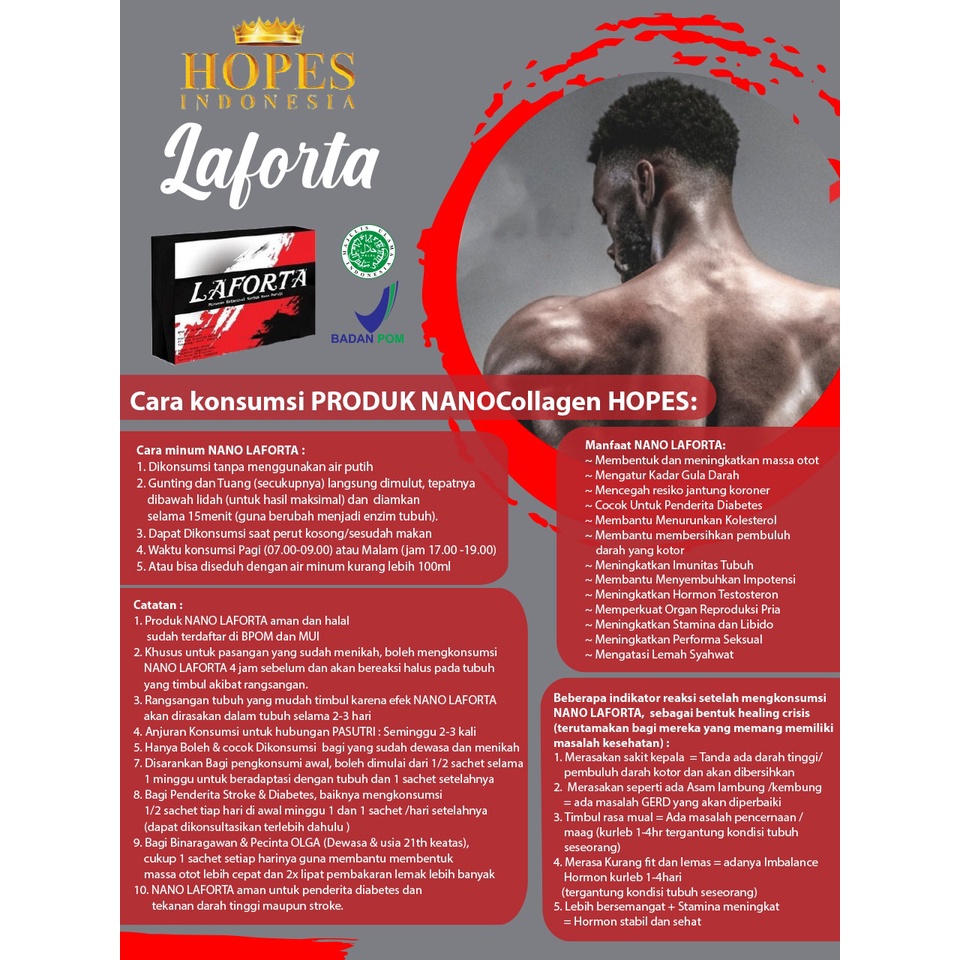 HOPES NANO LAFORTA SACHET /COLLAGEN/VITA/IMUN TUBUH PRIA/HEALTH SUPPLEMENT/ANTI HAIRLOSS/MINUMAN KES